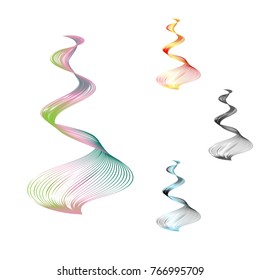 Abstract smooth curved line Design element Technological background with bright vertical wavy colored line Stylization of digital equalizer Smooth flowing wavy stripes made by blend Vector graphic set