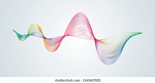 Abstract smooth curved lines Design element Technological background with a line in the form of a wave Stylization of a digital equalizer Smooth flowing wavy stripes of a rainbow made by blends Vector