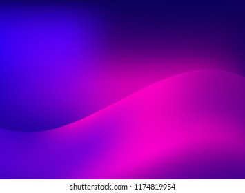 Abstract smooth fantasy motion blurred wave pink light trail on blue background. Vector illustration