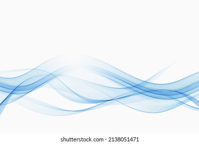 Abstract smooth flow wave vector. Flow curve blue motion illustration. Smoky wave design.