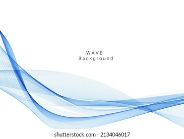 Abstract smooth flowing curve design modern blue color wave background vector