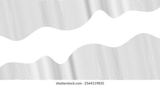 Abstract Smooth flowing dynamic wave lines isolated on white background. Wave Lines Pattern Background. Vector Illustration