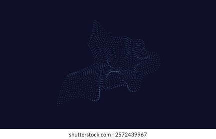 abstract smooth flowing wave dots halftone lines dynamic dark blue gold gradient isolated on transparent background concept of technology, digital, communication, science, music vector illustration