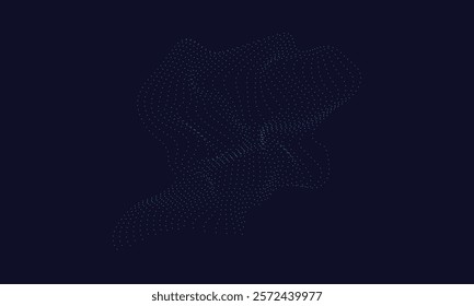 abstract smooth flowing wave dots halftone lines dynamic dark blue gold gradient isolated on transparent background concept of technology, digital, communication, science, music vector illustration