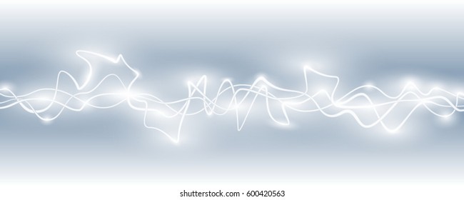 Abstract smooth glow light wave on blue gradient background. Vector special effects Curve flow motion illustration.