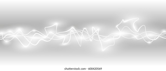 Abstract smooth glow light wave on gray gradient background. Vector special effects Curve flow motion illustration.