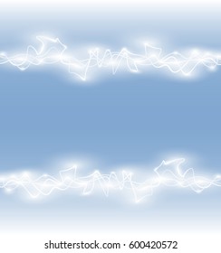 Abstract smooth glow light wave on blue gradient background. Vector special effects Curve flow motion illustration.