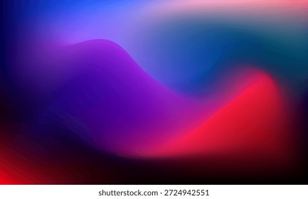 Abstrakter, glatter Farbverlauf-Hintergrund mit fließenden Wellenformen in violetten, blauen und roten Tönen. Weich unscharfes modernes Design, perfekt für kreative, Technologie, Branding und digitale Tapeten.