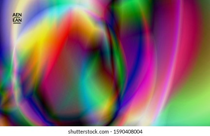 Abstract smooth gradient colors shiny flare moving effect. Northern lights vector background. Glowing hologram texture futuristic outer space energy flow creates psychedelic pattern.