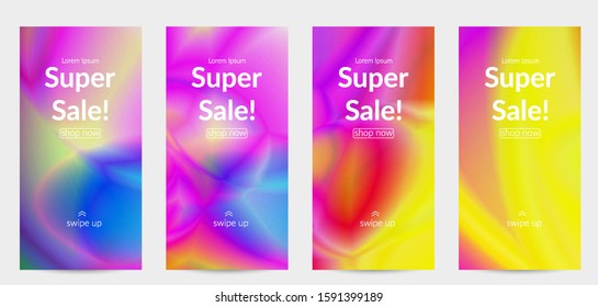 Abstract smooth gradient colors shiny flare moving effect. Northern lights vector background. Glowing hologram texture futuristic outer space energy flow creates psychedelic pattern.