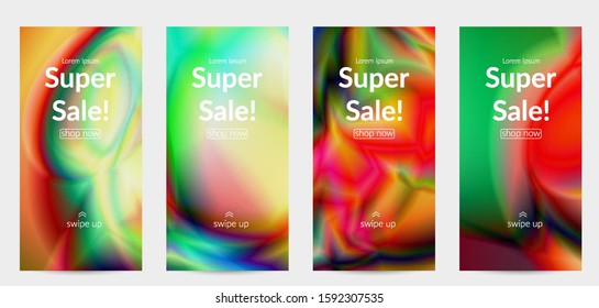 Abstract smooth gradient colors shiny flare moving effect. Northern lights vector background. Glowing hologram texture futuristic outer space energy flow creates psychedelic pattern.