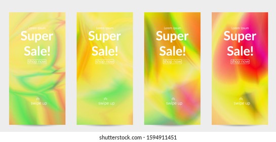 Abstract smooth gradient colors shiny flare moving effect. Northern lights vector background. Glowing hologram texture futuristic outer space energy flow creates psychedelic pattern.