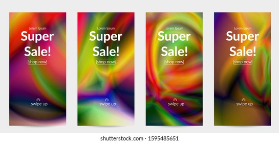 Abstract smooth gradient colors shiny flare moving effect. Northern lights vector background. Glowing hologram texture futuristic outer space energy flow creates psychedelic pattern.