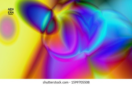 Abstract smooth gradient colors shiny flare moving effect. Northern lights vector background. Glowing hologram texture futuristic outer space energy flow creates psychedelic pattern.