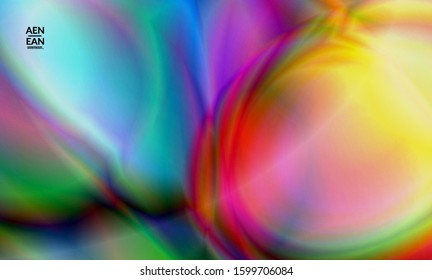 Abstract smooth gradient colors shiny flare moving effect. Northern lights vector background. Glowing hologram texture futuristic outer space energy flow creates psychedelic pattern.