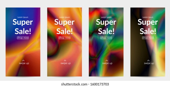 Abstract smooth gradient colors shiny flare moving effect. Northern lights vector background. Glowing hologram texture futuristic outer space energy flow creates psychedelic pattern.
