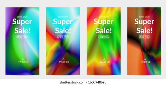 Abstract smooth gradient colors shiny flare moving effect. Northern lights vector background. Glowing hologram texture futuristic outer space energy flow creates psychedelic pattern.