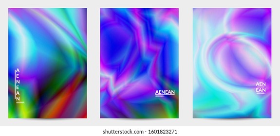 Abstract smooth gradient colors shiny flare moving effect. Northern lights vector background. Glowing hologram texture futuristic outer space energy flow creates psychedelic pattern.