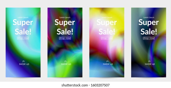 Abstract smooth gradient colors shiny flare moving effect. Northern lights vector background. Glowing hologram texture futuristic outer space energy flow creates psychedelic pattern.