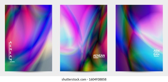 Abstract smooth gradient colors shiny flare moving effect. Northern lights vector background. Glowing hologram texture futuristic outer space energy flow creates psychedelic pattern.