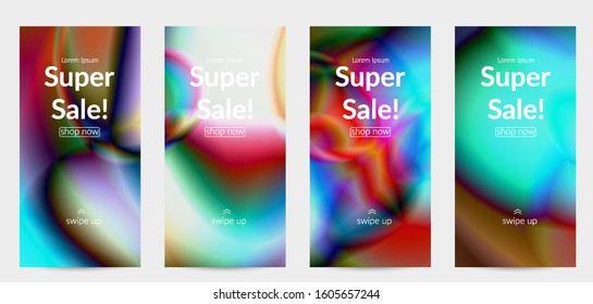 Abstract smooth gradient colors shiny flare moving effect. Northern lights vector background. Glowing hologram texture futuristic outer space energy flow creates psychedelic pattern.