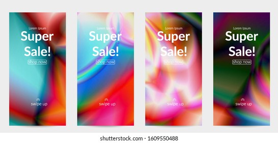 Abstract smooth gradient colors shiny flare moving effect. Northern lights vector background. Glowing hologram texture futuristic outer space energy flow creates psychedelic pattern.