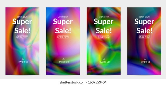 Abstract smooth gradient colors shiny flare moving effect. Northern lights vector background. Glowing hologram texture futuristic outer space energy flow creates psychedelic pattern.