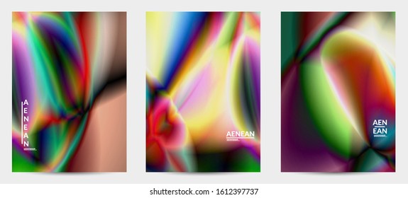 Abstract smooth gradient colors shiny flare moving effect. Northern lights vector background. Glowing hologram texture futuristic outer space energy flow creates psychedelic pattern.