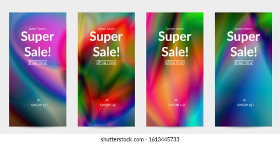 Abstract smooth gradient colors shiny flare moving effect. Northern lights vector background. Glowing hologram texture futuristic outer space energy flow creates psychedelic pattern.