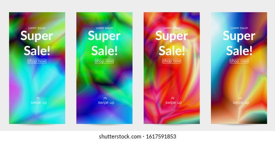 Abstract smooth gradient colors shiny flare moving effect. Northern lights vector background. Glowing hologram texture futuristic outer space energy flow creates psychedelic pattern.