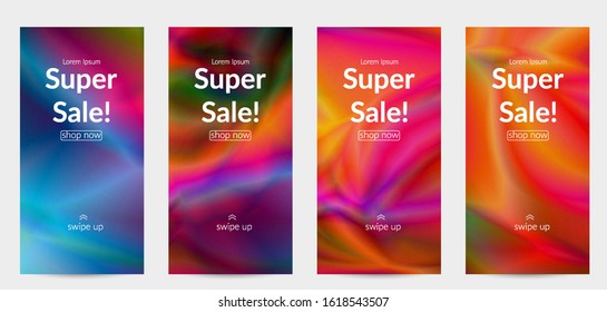 Abstract smooth gradient colors shiny flare moving effect. Northern lights vector background. Glowing hologram texture futuristic outer space energy flow creates psychedelic pattern.