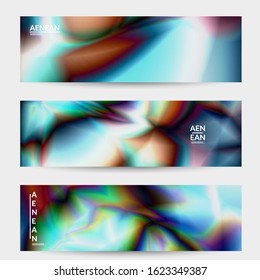 Abstract smooth gradient colors shiny flare moving effect. Northern lights vector background. Glowing hologram texture futuristic outer space energy flow creates psychedelic pattern.