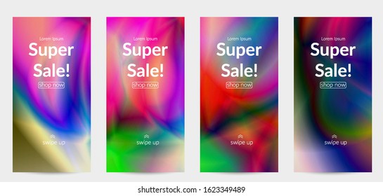 Abstract smooth gradient colors shiny flare moving effect. Northern lights vector background. Glowing hologram texture futuristic outer space energy flow creates psychedelic pattern.