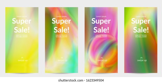 Abstract smooth gradient colors shiny flare moving effect. Northern lights vector background. Glowing hologram texture futuristic outer space energy flow creates psychedelic pattern.