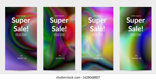 Abstract smooth gradient colors shiny flare moving effect. Northern lights vector background. Glowing hologram texture futuristic outer space energy flow creates psychedelic pattern.