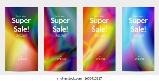 Abstract smooth gradient colors shiny flare moving effect. Northern lights vector background. Glowing hologram texture futuristic outer space energy flow creates psychedelic pattern.
