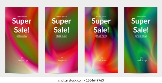 Abstract smooth gradient colors shiny flare moving effect. Northern lights vector background. Glowing hologram texture futuristic outer space energy flow creates psychedelic pattern.