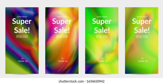 Abstract smooth gradient colors shiny flare moving effect. Northern lights vector background. Glowing hologram texture futuristic outer space energy flow creates psychedelic pattern.