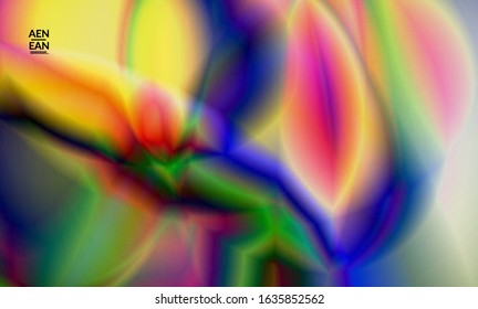 Abstract smooth gradient colors shiny flare moving effect. Northern lights vector background. Glowing hologram texture futuristic outer space energy flow creates psychedelic pattern.