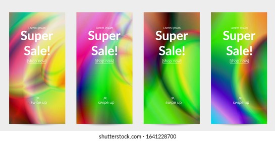 Abstract smooth gradient colors shiny flare moving effect. Northern lights vector background. Glowing hologram texture futuristic outer space energy flow creates psychedelic pattern.