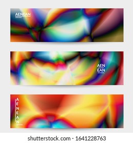 Abstract smooth gradient colors shiny flare moving effect. Northern lights vector background. Glowing hologram texture futuristic outer space energy flow creates psychedelic pattern.