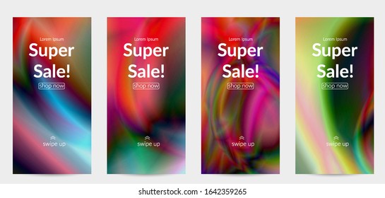 Abstract smooth gradient colors shiny flare moving effect. Northern lights vector background. Glowing hologram texture futuristic outer space energy flow creates psychedelic pattern.