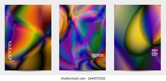 Abstract smooth gradient colors shiny flare moving effect. Northern lights vector background. Glowing hologram texture futuristic outer space energy flow creates psychedelic pattern.