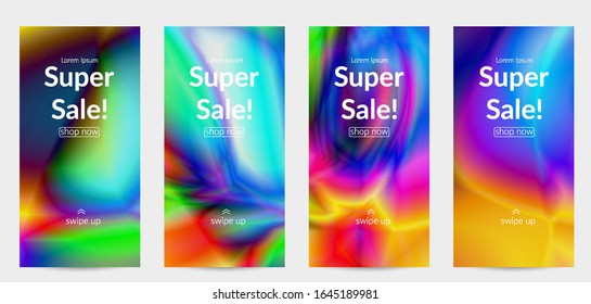 Abstract smooth gradient colors shiny flare moving effect. Northern lights vector background. Glowing hologram texture futuristic outer space energy flow creates psychedelic pattern.