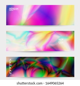 Abstract smooth gradient colors shiny flare moving effect. Northern lights vector background. Glowing hologram texture futuristic outer space energy flow creates psychedelic pattern.
