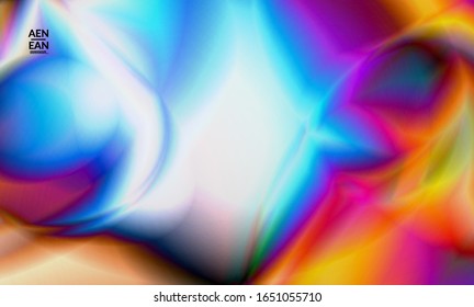 Abstract smooth gradient colors shiny flare moving effect. Northern lights vector background. Glowing hologram texture futuristic outer space energy flow creates psychedelic pattern.