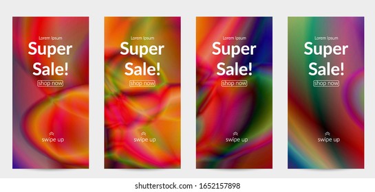 Abstract smooth gradient colors shiny flare moving effect. Northern lights vector background. Glowing hologram texture futuristic outer space energy flow creates psychedelic pattern.