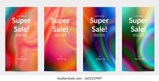 Abstract smooth gradient colors shiny flare moving effect. Northern lights vector background. Glowing hologram texture futuristic outer space energy flow creates psychedelic pattern.