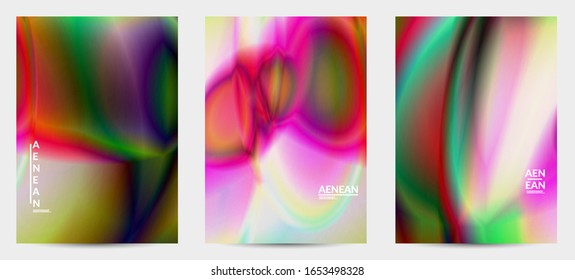 Abstract smooth gradient colors shiny flare moving effect. Northern lights vector background. Glowing hologram texture futuristic outer space energy flow creates psychedelic pattern.