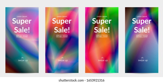 Abstract smooth gradient colors shiny flare moving effect. Northern lights vector background. Glowing hologram texture futuristic outer space energy flow creates psychedelic pattern.